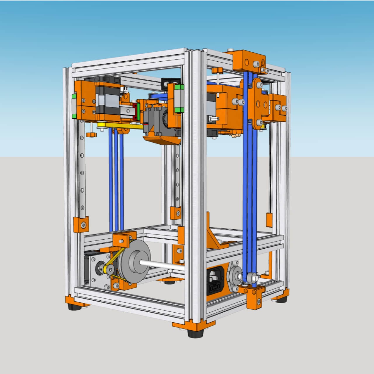 Diagram or SketchUp view showing the 1:10 pulley system